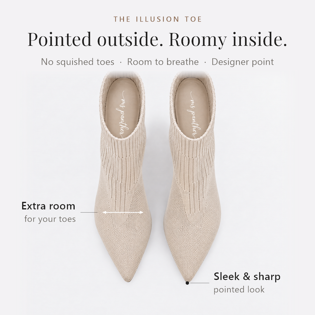 The Illusion Toe: pointed outside, roomy inside