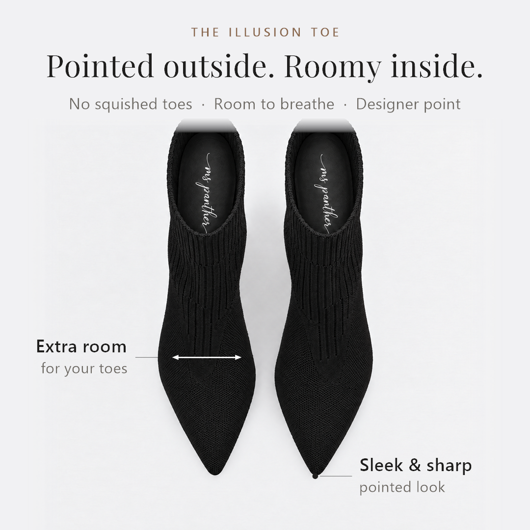 The Illusion Toe: pointed outside, roomy inside