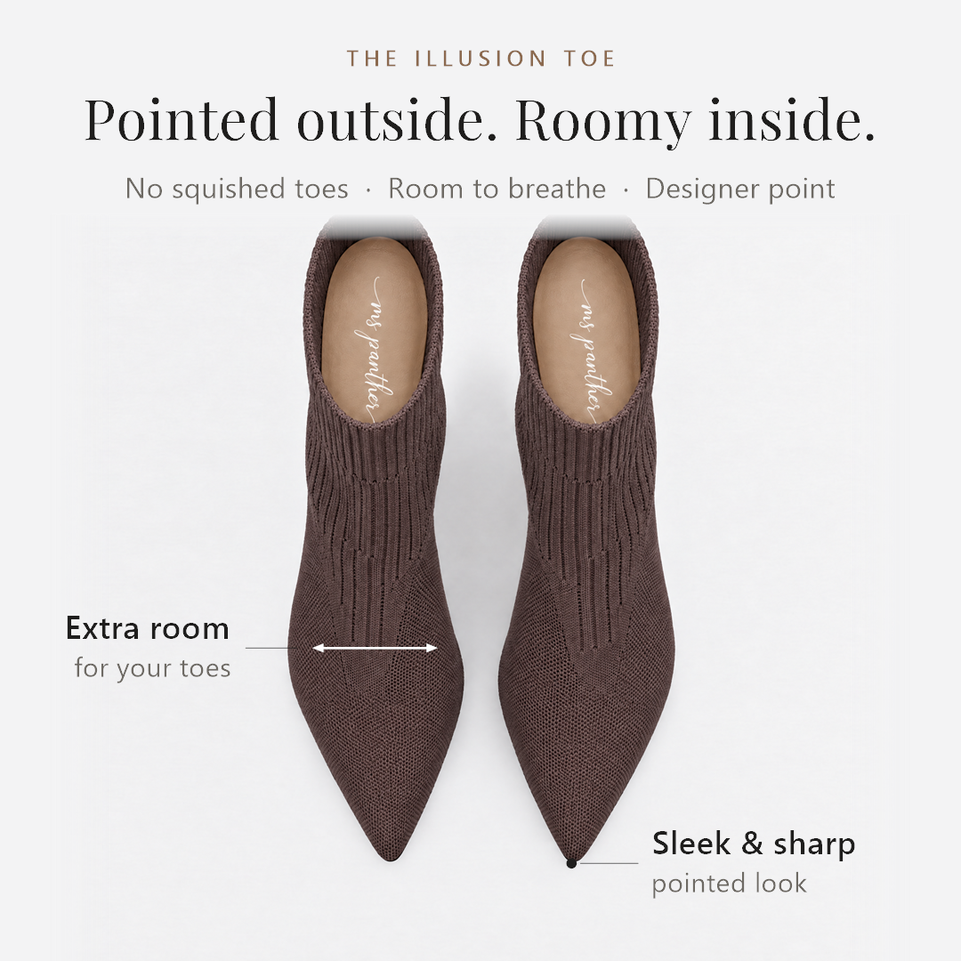 The Illusion Toe: pointed outside, roomy inside