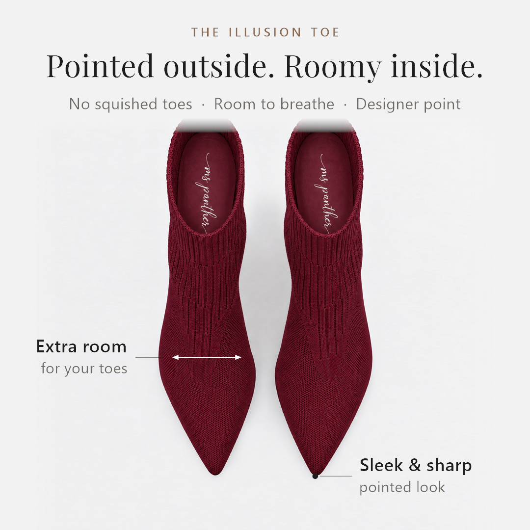 The Illusion Toe: pointed outside, roomy inside